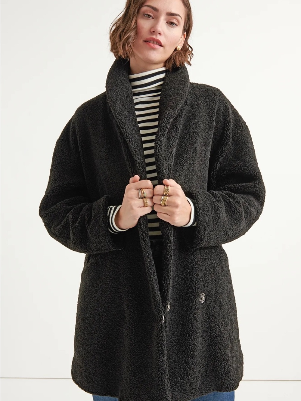 Lucky Brand Black Teddy Sherpa Coat Jacket XL